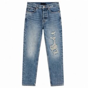 NWT 7 For All Mankind Julia Jeans Sz 23 Distressed Tapered Boyfriend 90s Vintage